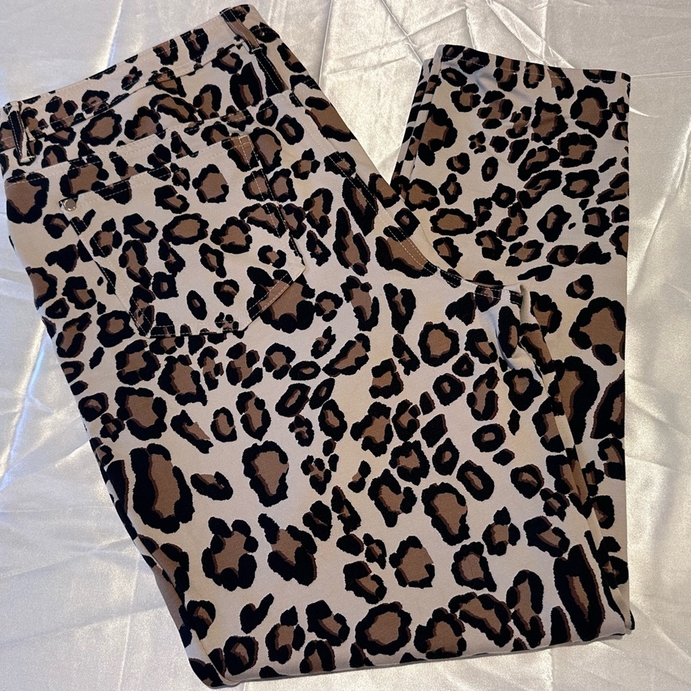 Chico's So Slimming Ankle Pants - Black & Brown Leopard
